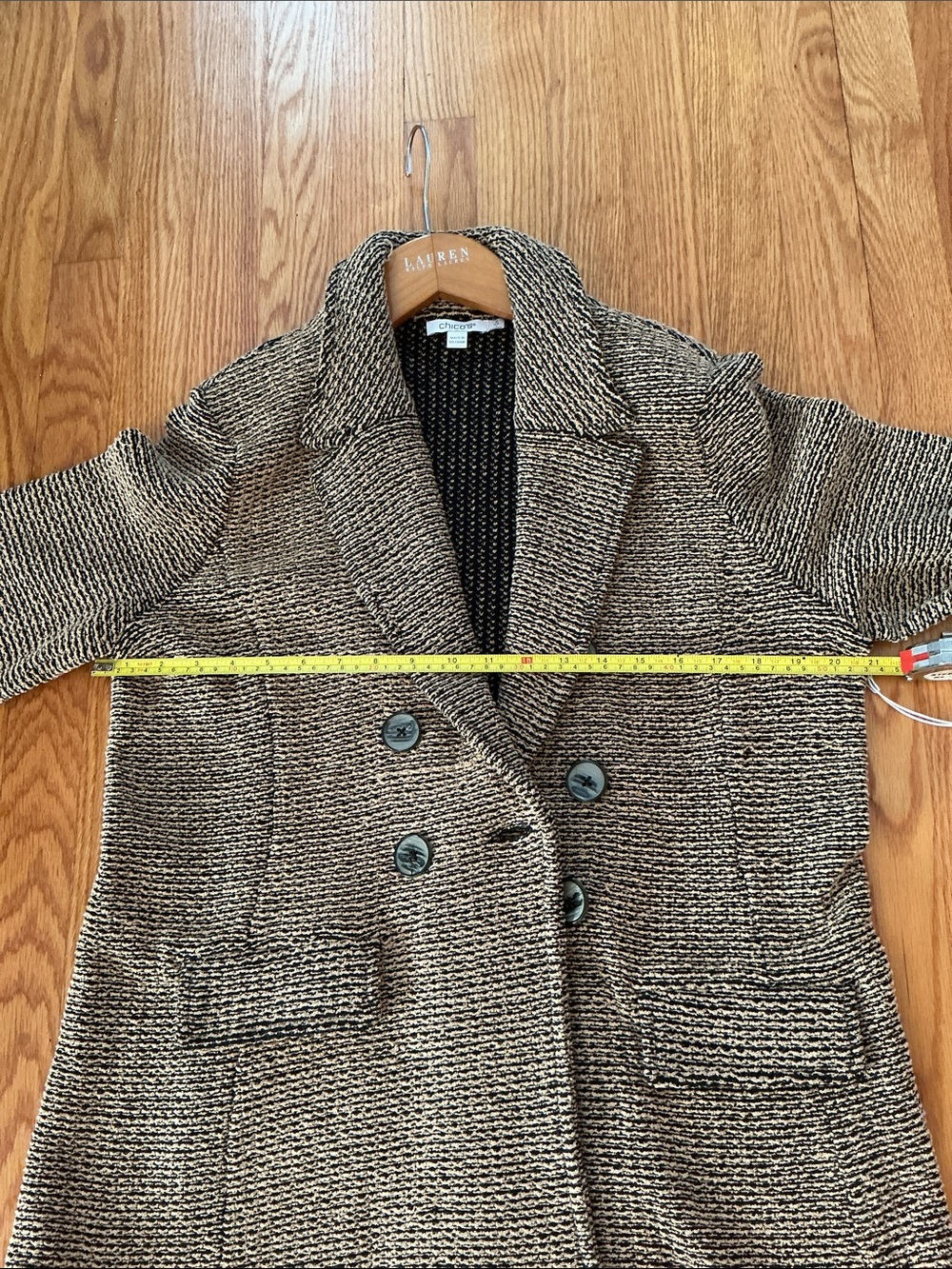 Chico's Fall Brown Textured Double-Breasted Knit Blazer. NWT - Picture 6 of 6